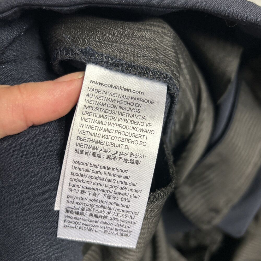 Calvin Klein Stretch Drawstring Navy Blue Dress Pants 36x30 Travel Tech Casual - Picture 11 of 14